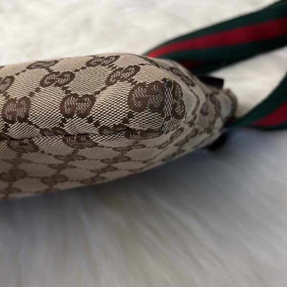 Gucci GG Pattern Waist Pouch Sherry Line web GG Brown Canvas Bag - Picture 6 of 9